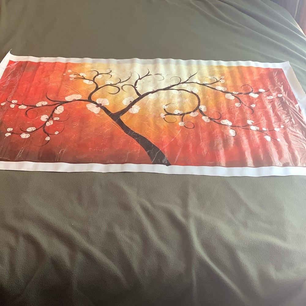 Gorgeous flowering tree original oil painting. Approximately 47 3/4” x 24 1/4” - Picture 1 of 4